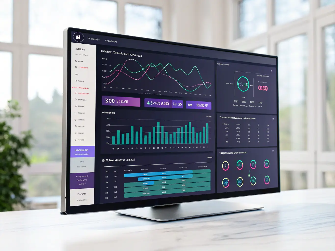 A digital dashboard displaying key performance indicators (KPIs) and campaign analytics for automotive advertising solutions.